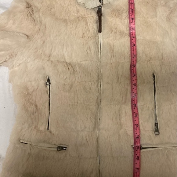 Genuine Rabbit Fur Moto Style Jacket With Leather Trim Small - Picture 7 of 11